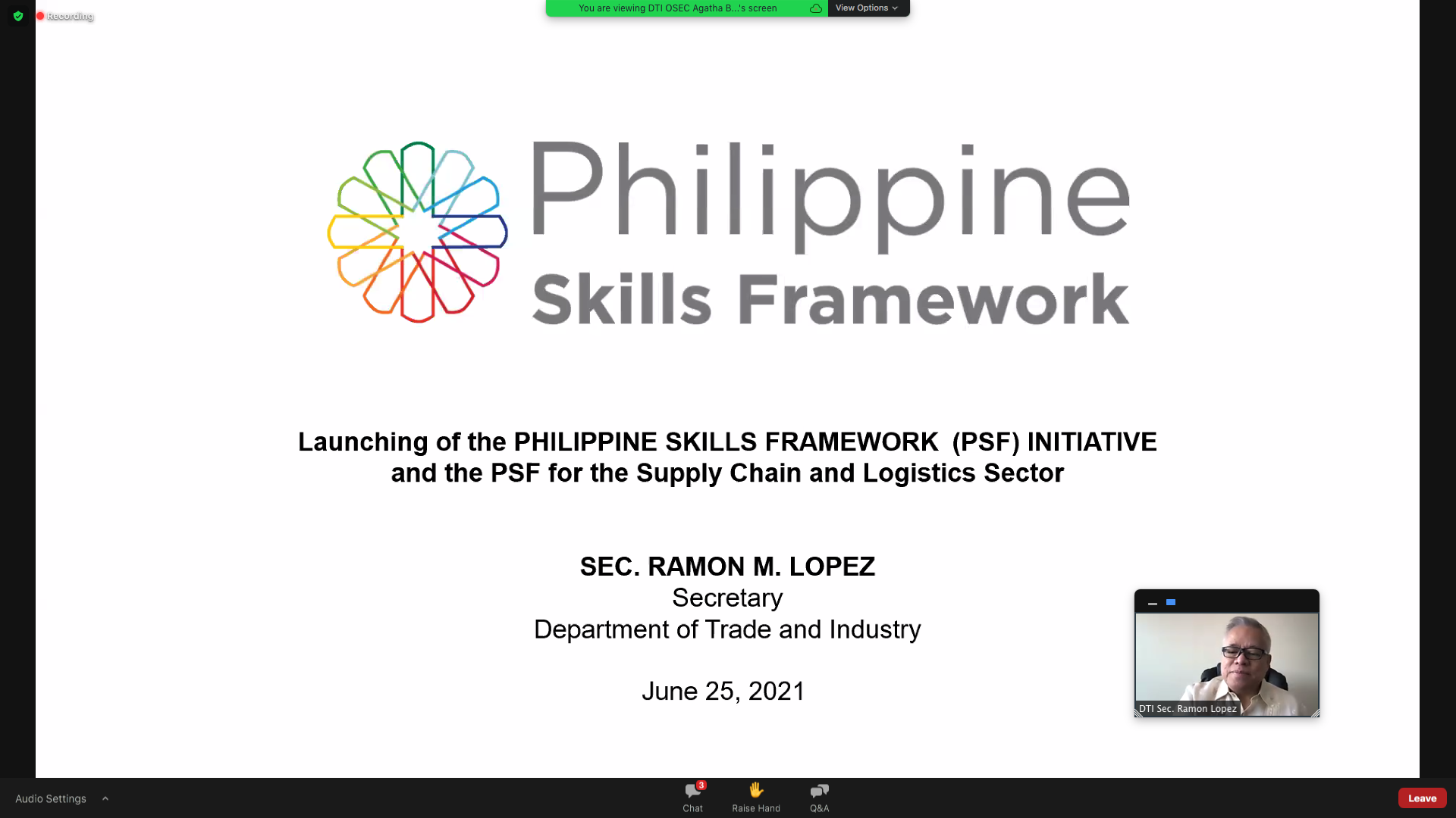 Launch of Philippine Skills Framework (PSF) – 25 June 2021